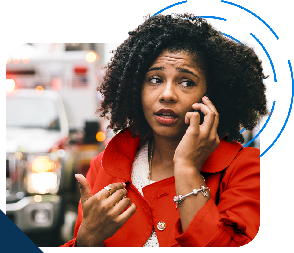 Person on phone with emergency services Person on phone with emergency services